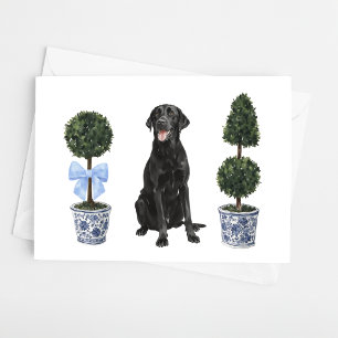 Lab - Black Lab Watercolor Dog Puppy Chinoiserie Card