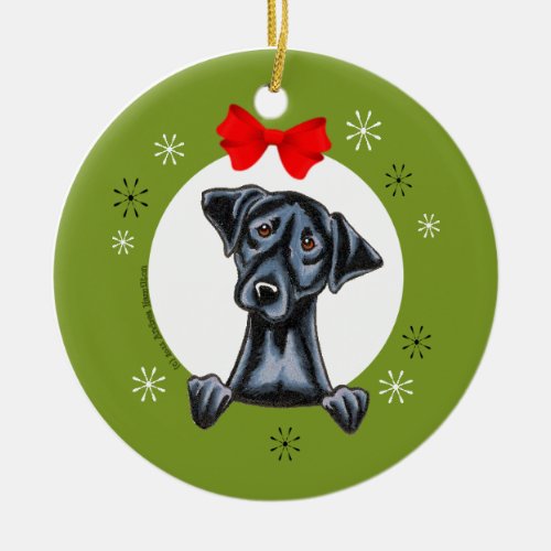Lab Black Labrador Retriever Christmas Classic Ceramic Ornament