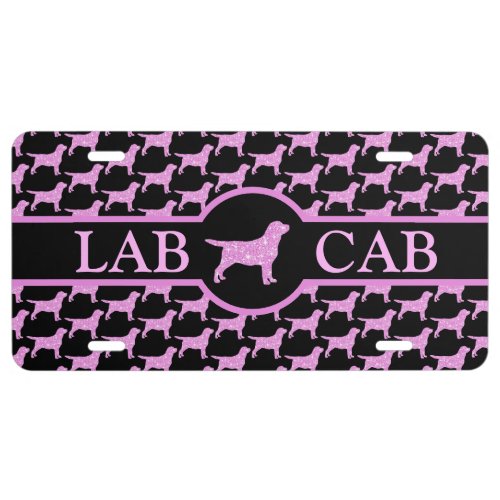 Lab Cab _ Pink Labrador Glitter _ Lab Retriever License Plate