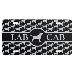 Lab Cab Silver Glitter - Cute Dog Labrador License Plate