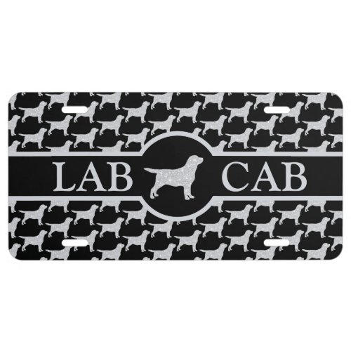 Lab Cab Silver Glitter _ Cute Dog Labrador License Plate