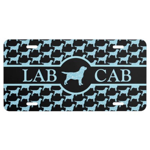 Lab Cab Turquoise Blue Glitter _ Cute Dog Labrador License Plate