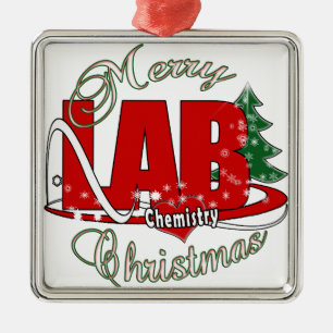 LAB CHEMISTRY CHRISTMAS METAL ORNAMENT
