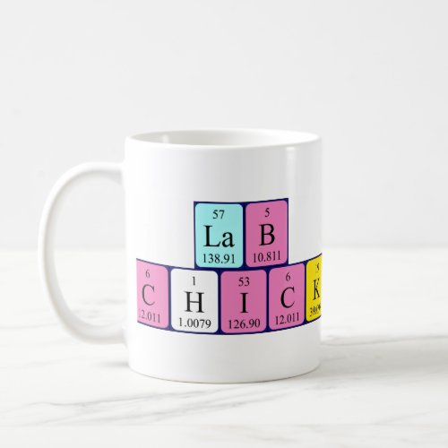 Lab Chick periodic table name mug