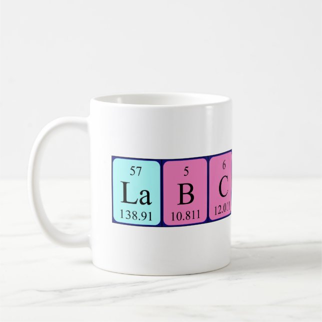 Lab Chick periodic table name mug (Left)