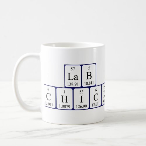 Lab Chick periodic table name mug