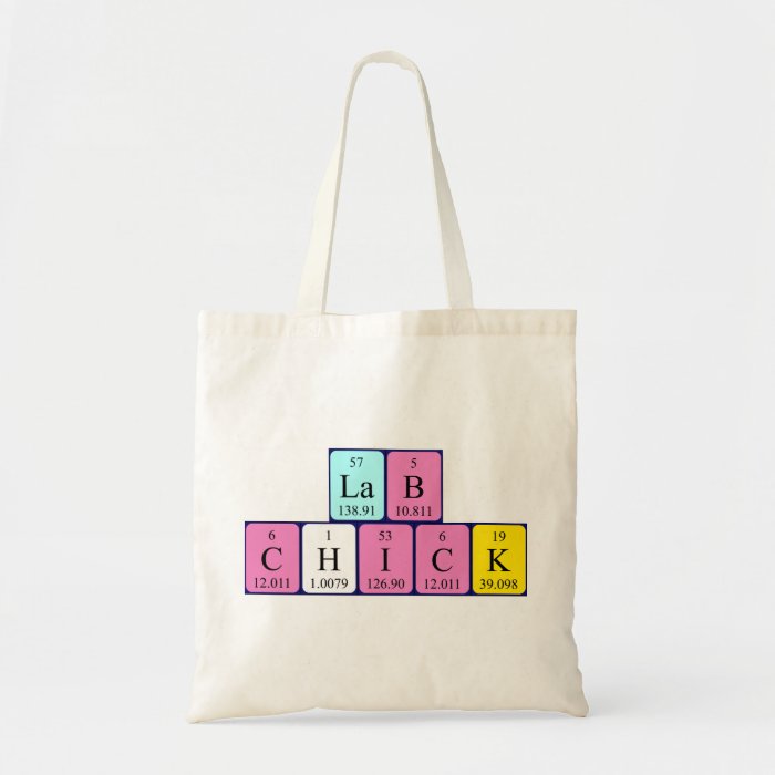 Lab Chick periodic table name tote bag