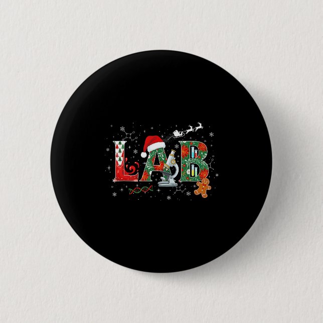Lab Christmas Laboratory Technician Science Xmas S Button (Front)