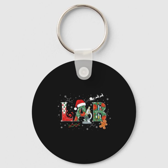 Lab Christmas Laboratory Technician Science Xmas S Keychain (Front)
