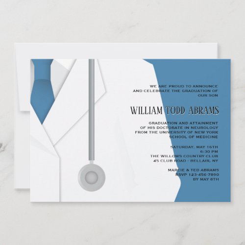 Lab Coat and Tie Graduation Invitation