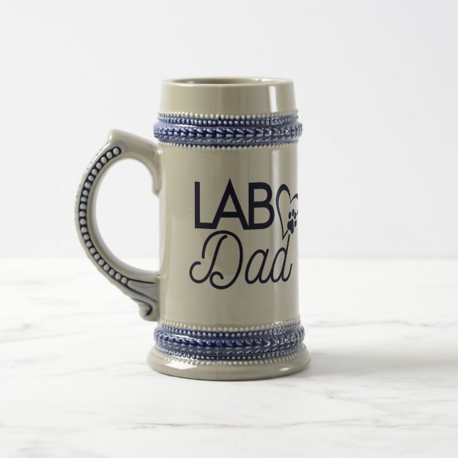 “Lab Dad” Gray & Blue Beer Stein (Left)