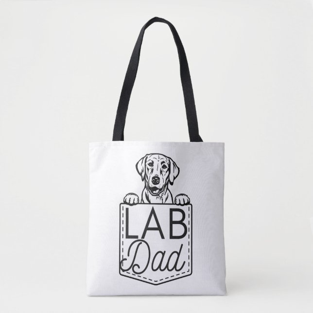 “Lab Dad” Peek-a-Boo Premium Tote Bag (Front)