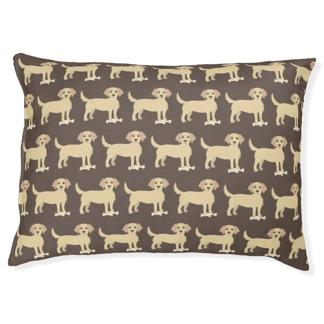 Lab Dog Bed with Pictures of Lab with Bones (Front)