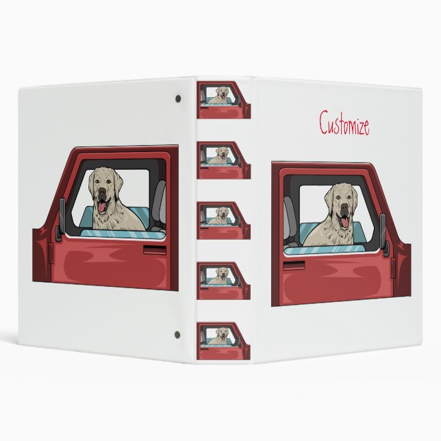 Lab Dog Riding Shotgun Thunder_Cove 3 Ring Binder (Background)