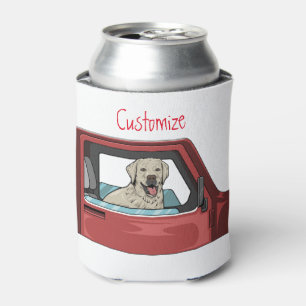 Lab Dog Riding Shotgun Thunder_Cove Can Cooler
