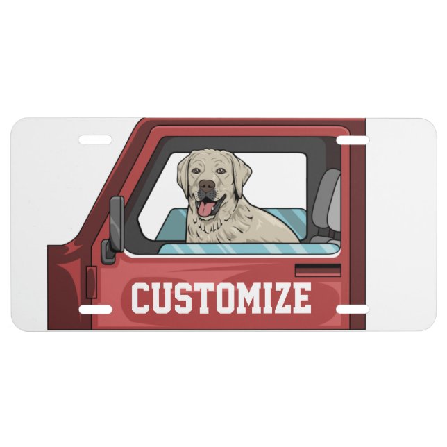 Lab Dog Riding Shotgun Thunder_Cove License Plate (Front)