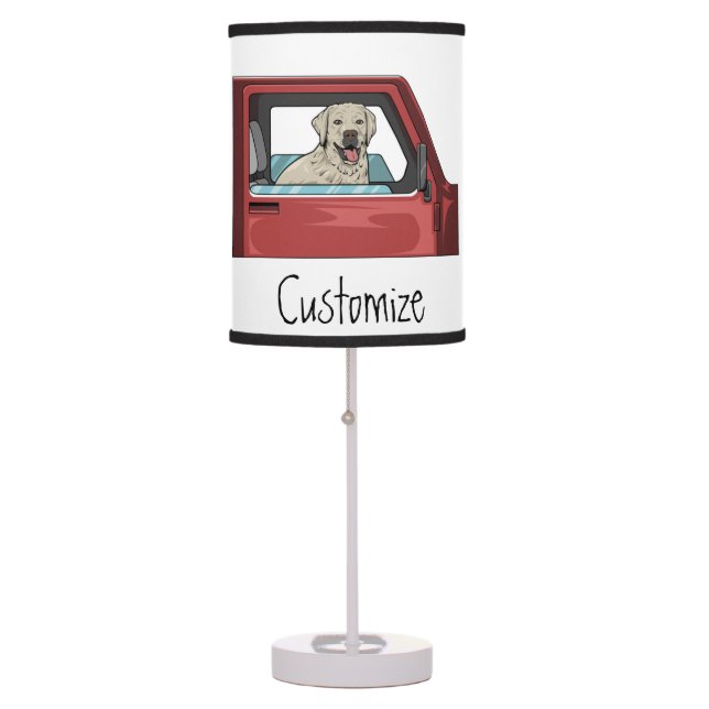 Lab Dog Riding Shotgun Thunder_Cove Table Lamp (Front)