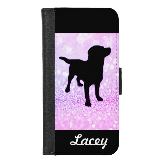 Lab dog wallet case with sparkles! (Front)