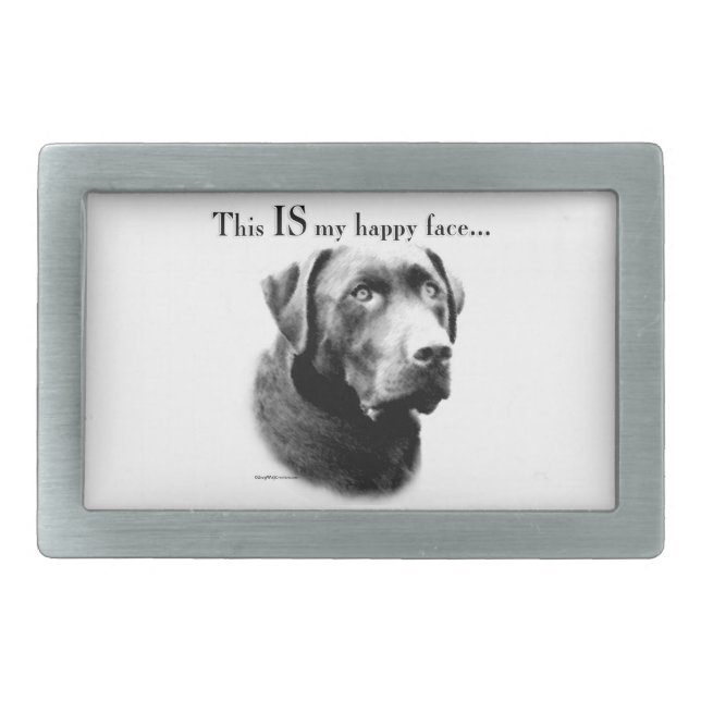 Lab Happy Face Rectangular Belt Buckle (Front)