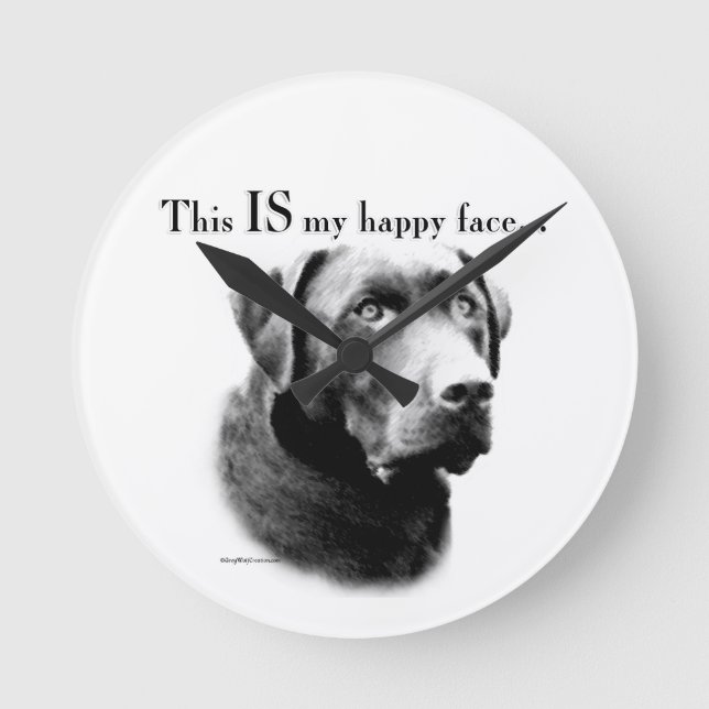 Lab Happy Face Round Clock (Front)