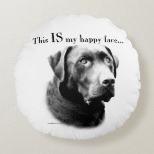 Lab Happy Face Round Pillow