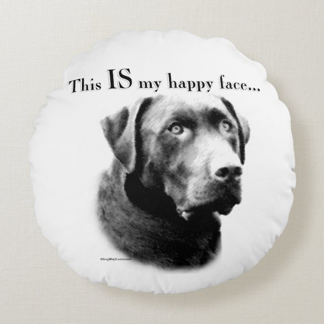 Lab Happy Face Round Pillow (Front)