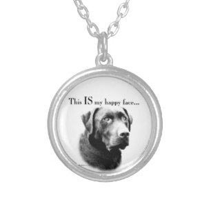 Lab Happy Face Silver Plated Necklace