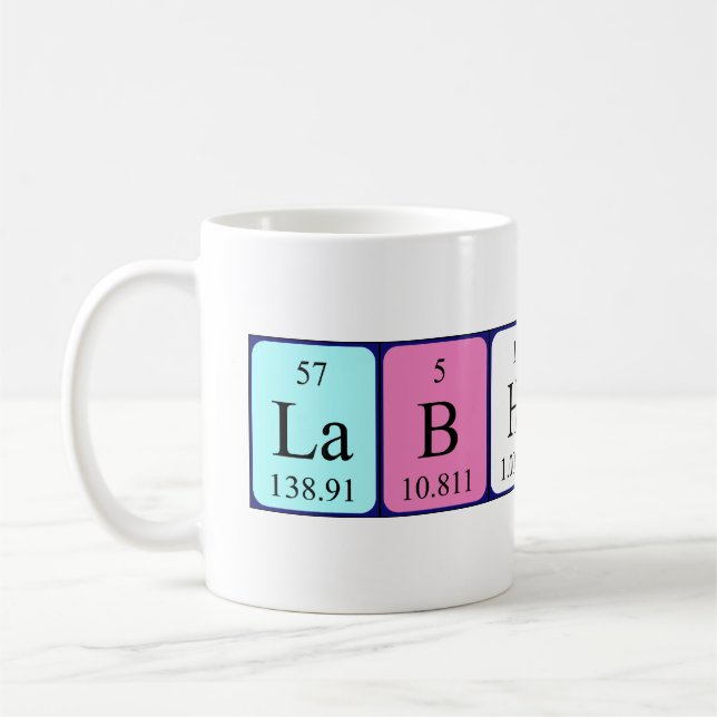 Lab Hunk periodic table name mug (Left)