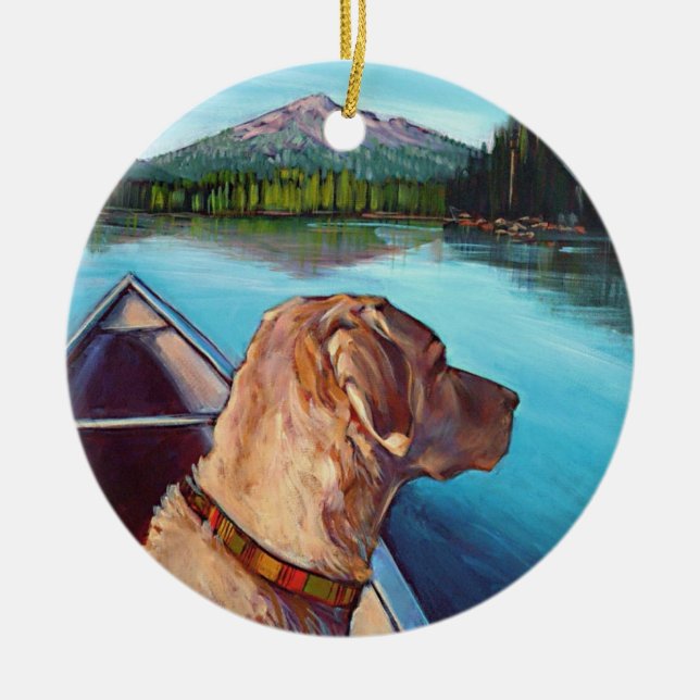 Lab in Canoe Ornament (Front)