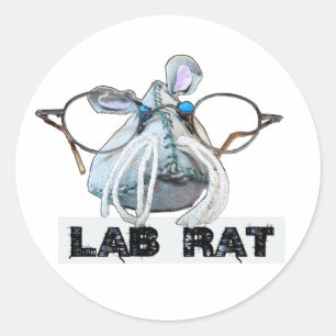 lab lab advice with big glasses mustache classic round sticker