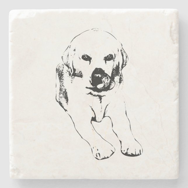 Lab lick coaster, merry neat stone coaster (Front)