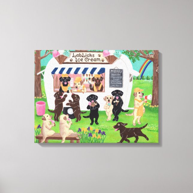 Lab Licks Ice Cream Labradors Canvas Print (Front)