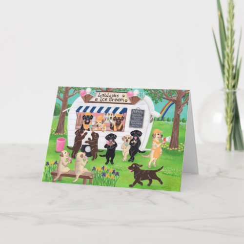 Lab Licks Ice Cream Labradors Card