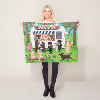 Lab Licks Ice Cream Labradors  Fleece Blanket