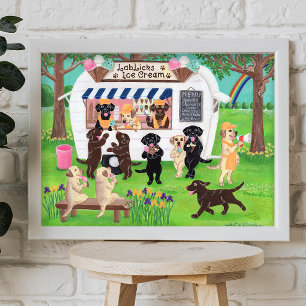 Lab Licks Ice Cream Labradors Poster