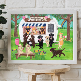 Lab Licks Ice Cream Labradors Poster