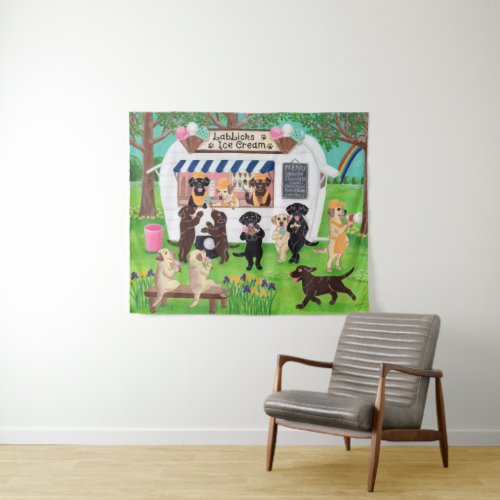 Lab Licks Ice Cream Labradors Tapestry