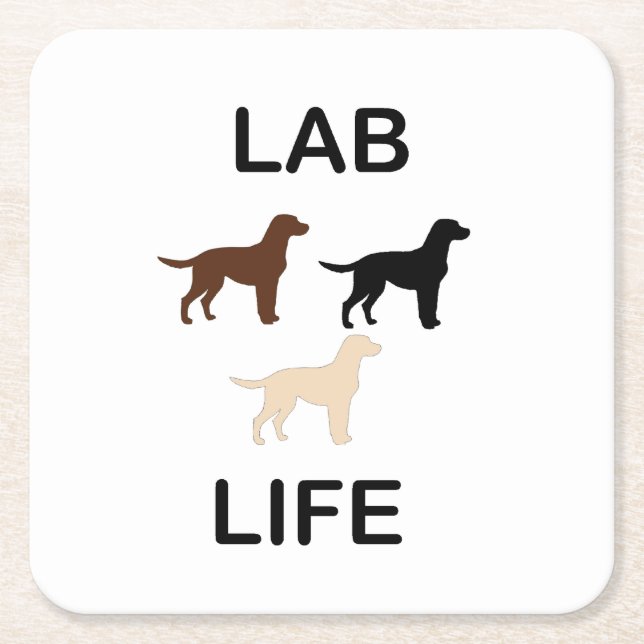 lab life all color silhouettes square paper coaster (Front)