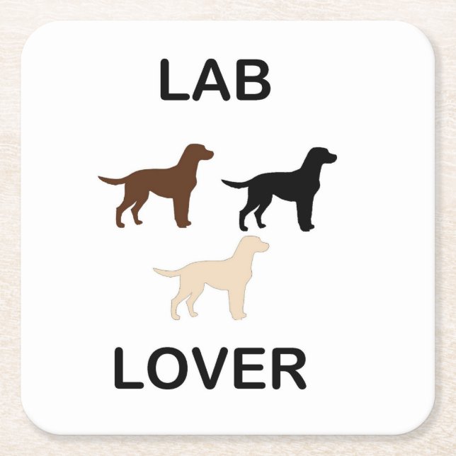 Lab Lover all colors silhouettes Square Paper Coaster (Front)