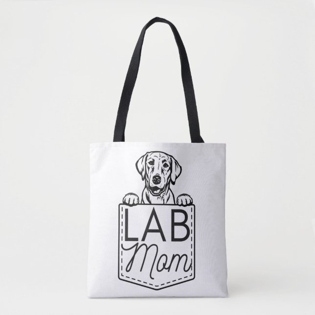 “Lab Mom” Peek-a-Boo Premium Tote Bag (Front)