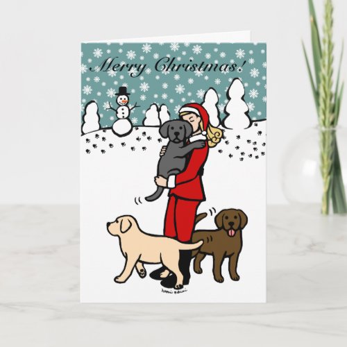 Lab Mom Santa Christmas 2 Holiday Card