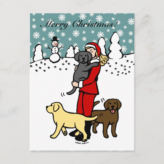 Lab Mom Santa Christmas Holiday Postcard (Front)