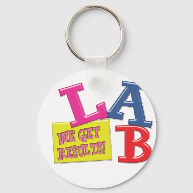 LAB MOTTO LABORATORY WE GET RESULTS! KEYCHAIN (Front)