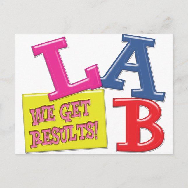 LAB MOTTO LABORATORY WE GET RESULTS! POSTCARD (Front)