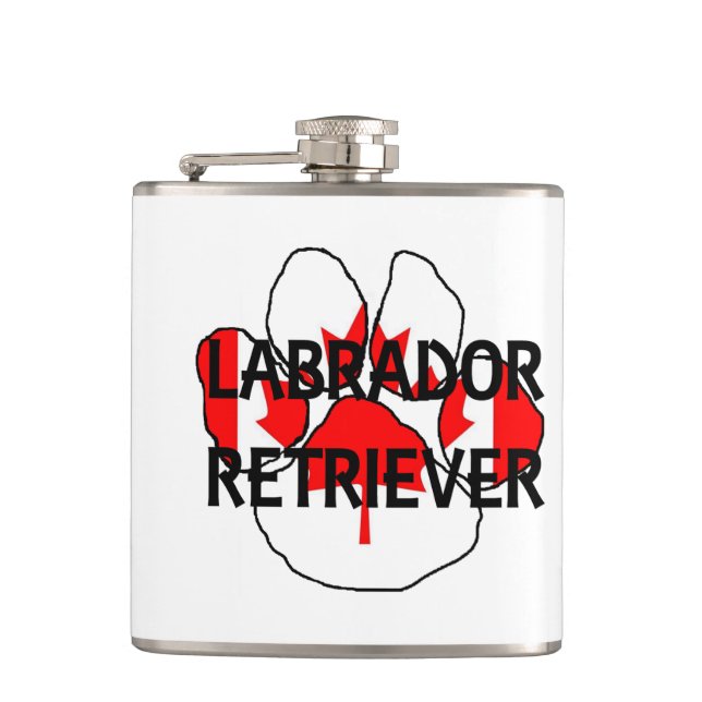 lab name Canadian-Flag paw Flask (Front)