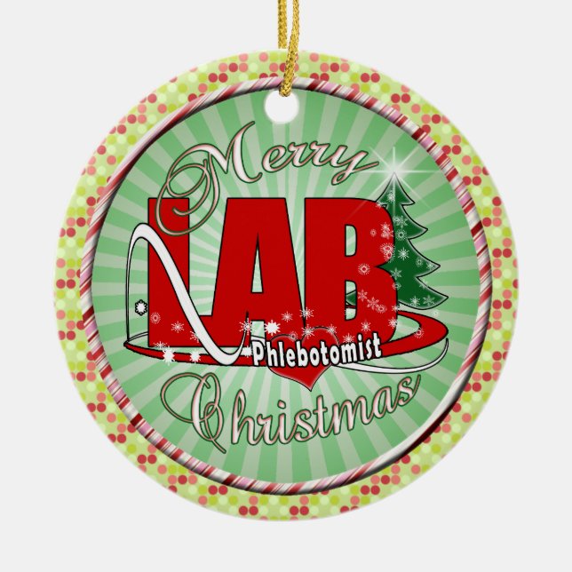 LAB PHLEBOTOMIST CHRISTMAS CERAMIC ORNAMENT (Front)