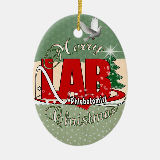 LAB PHLEBOTOMIST CHRISTMAS CERAMIC ORNAMENT (Front)