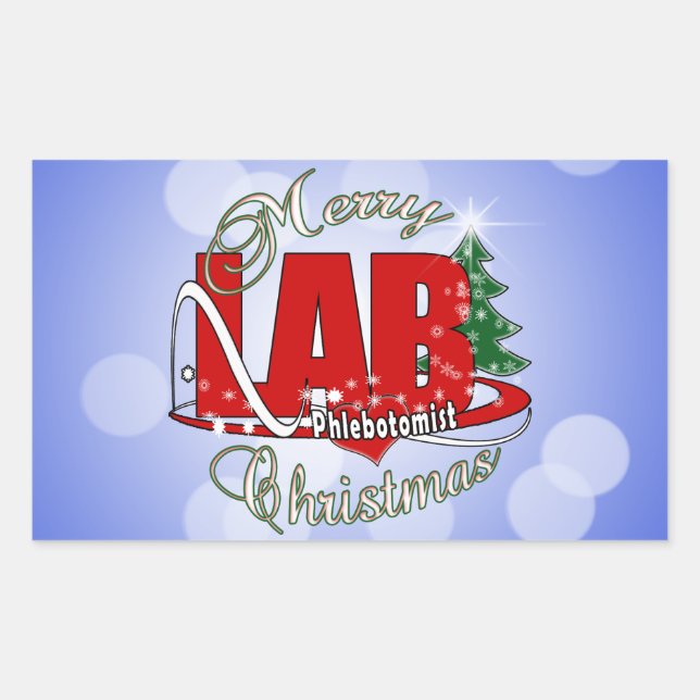 LAB PHLEBOTOMIST CHRISTMAS RECTANGULAR STICKER (Front)