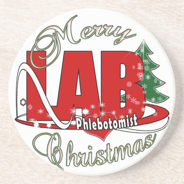 LAB PHLEBOTOMIST CHRISTMAS SANDSTONE COASTER (Front)