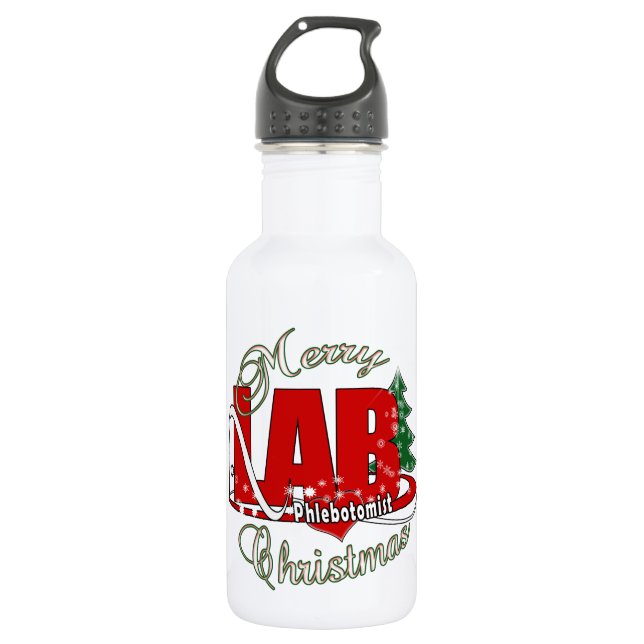 LAB PHLEBOTOMIST CHRISTMAS WATER BOTTLE (Front)